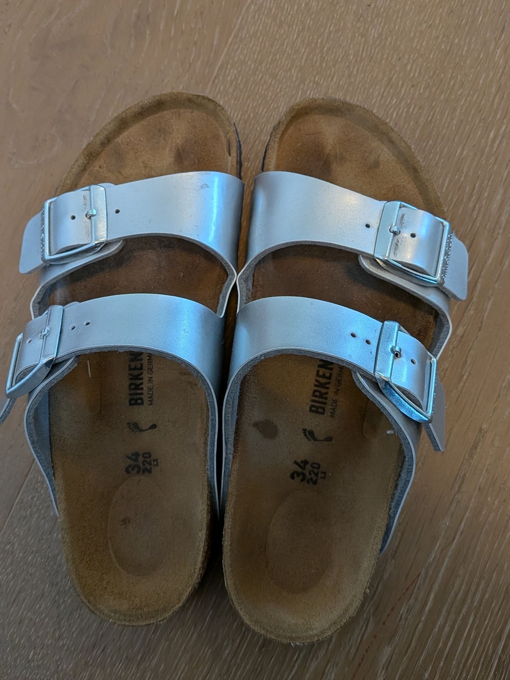 Birkenstock Arizona Double Strap Sandals in Silver